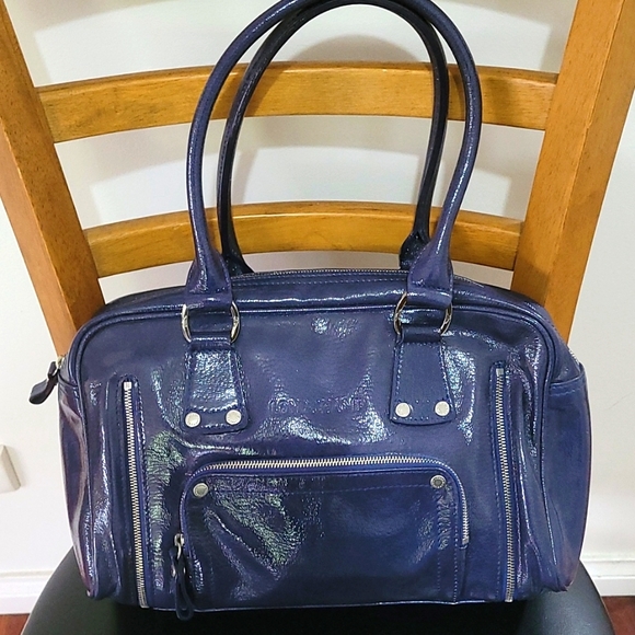 Longchamp Handbags - Longchamp blue patent leather tote shoulder bag( authentic)